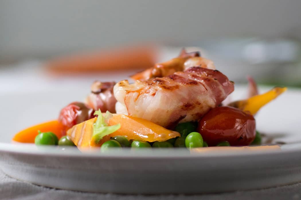Gamberi con bacon