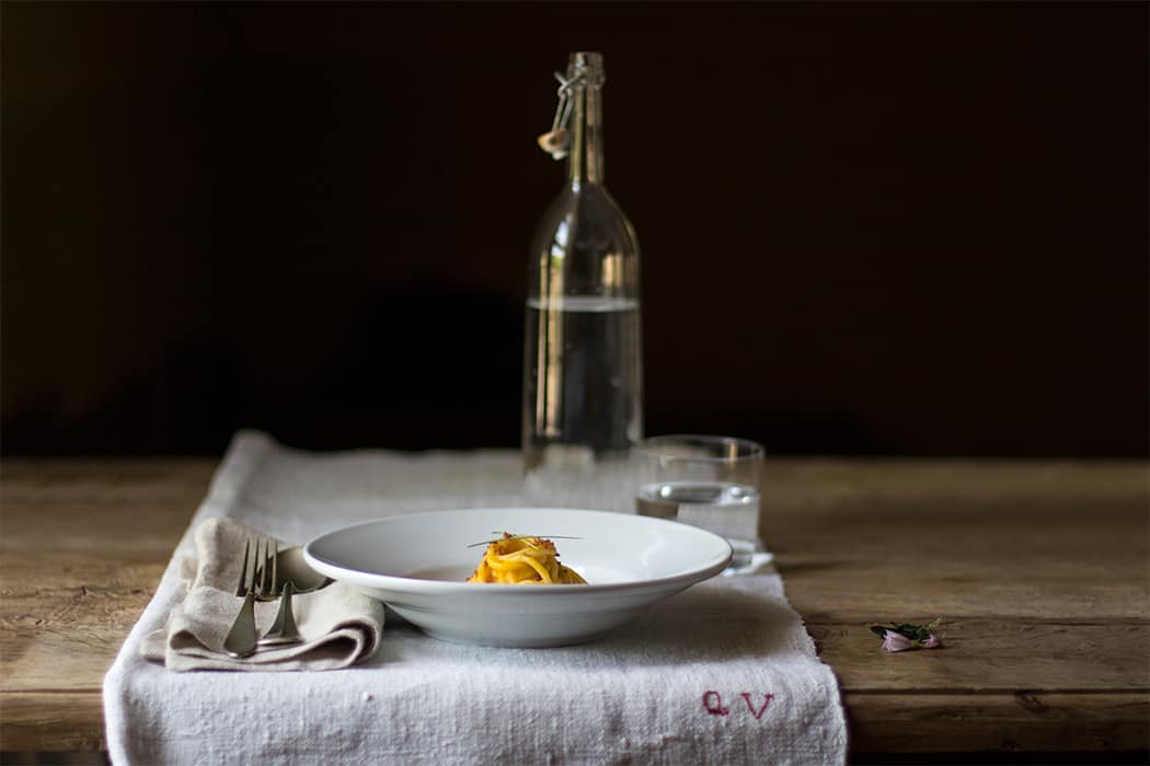 Spaghetti con crema di carote