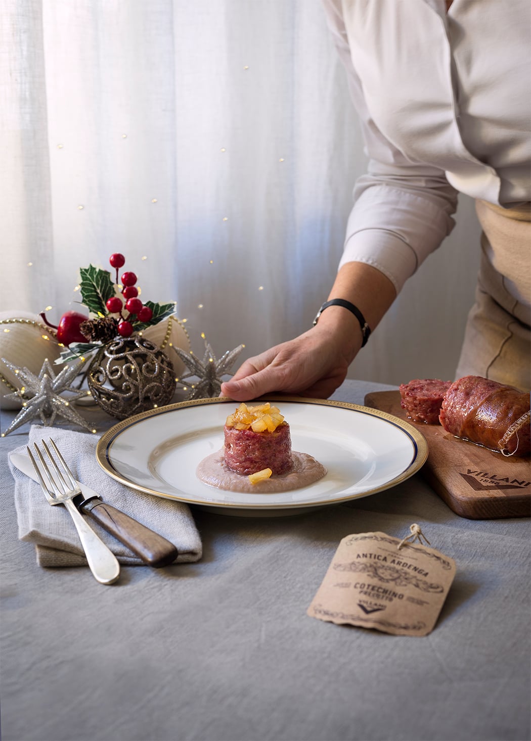 Cotechino con pere caramellate e crema di castagne