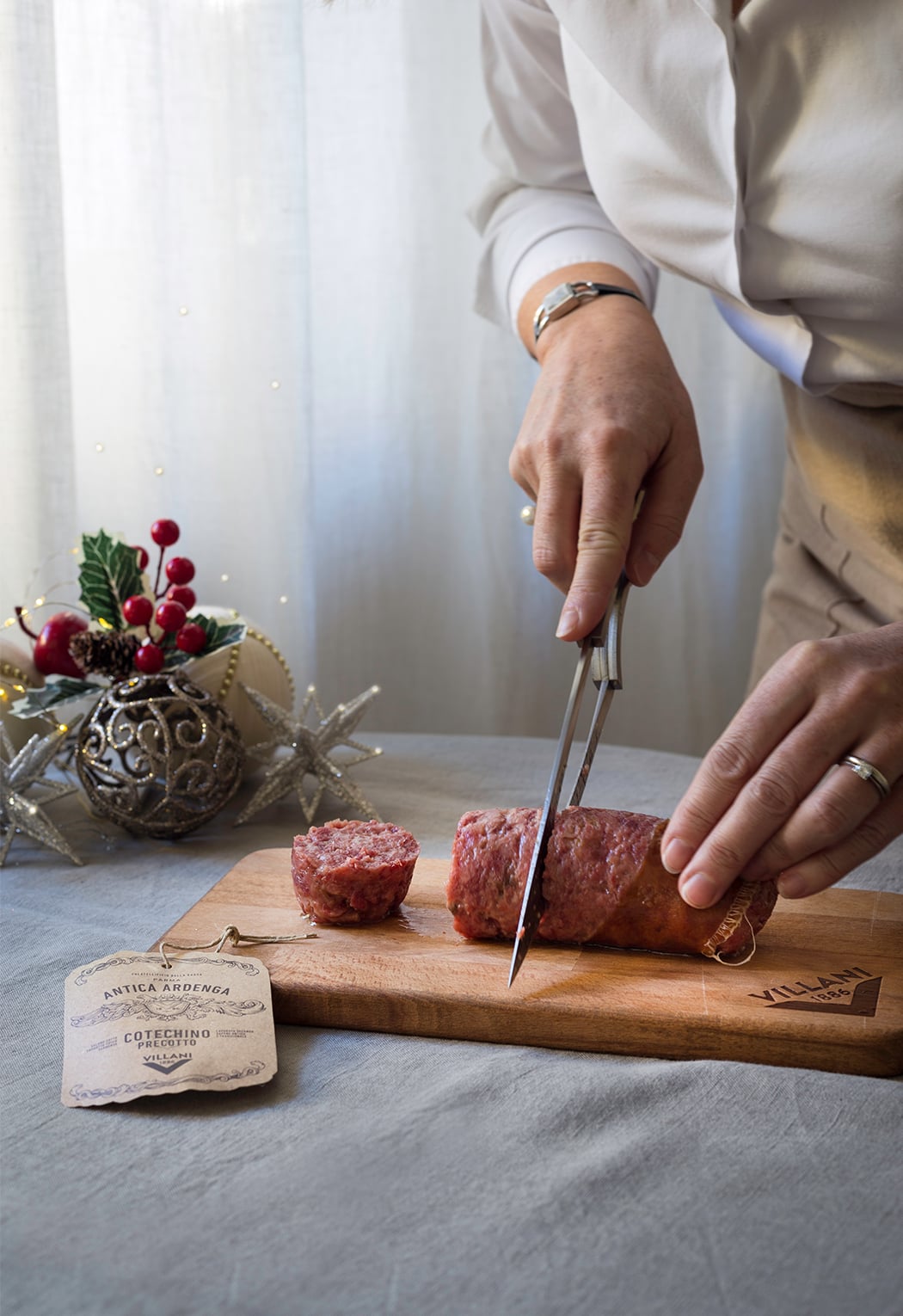 Cotechino con pere caramellate e crema di castagne